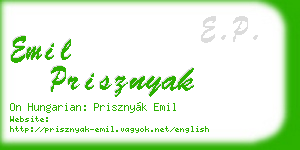 emil prisznyak business card